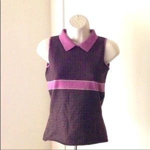Barneys New York dot pattern purple  and lilac knit sleeveless top